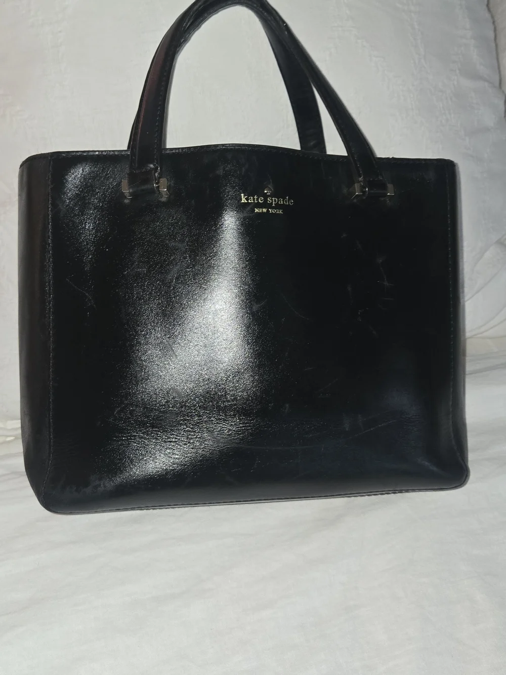 kate spade Black Satchel with Gold Logo Accent